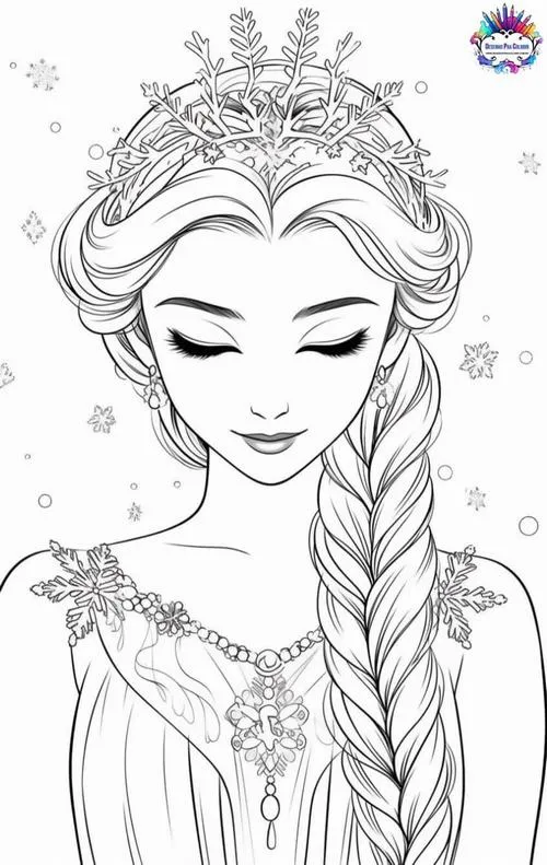 33 Hình tô màu Elsa với áo choàng tuyết bay