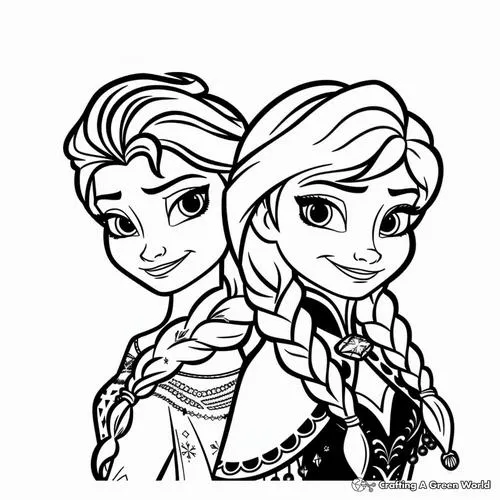 Bộ 85 tranh tô màu Công Chúa Anna tóc tết và chị gái Elsa dễ thương đơn giản cho bé
