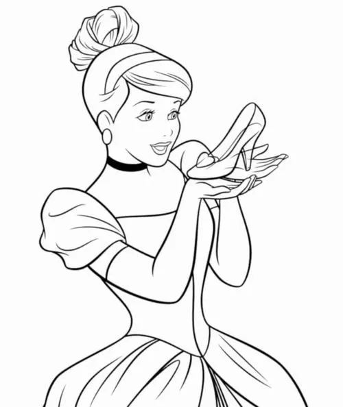 Trang tô màu Cinderella phép màu cổ tích giày thủy tinh đẹp