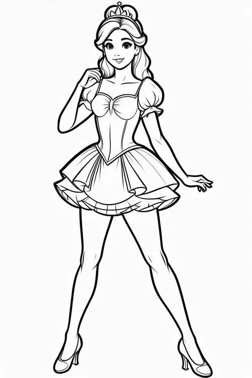 Tờ giấy tô màu Lọ Lem váy dạ hội lấp lánh cho trẻ 4 tuổi