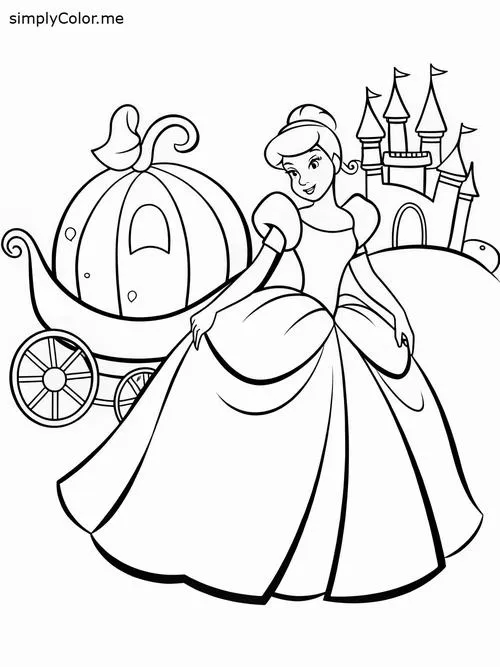 Bộ tranh tô màu Lọ Lem váy xanh giày thủy tinh cực dễ thương