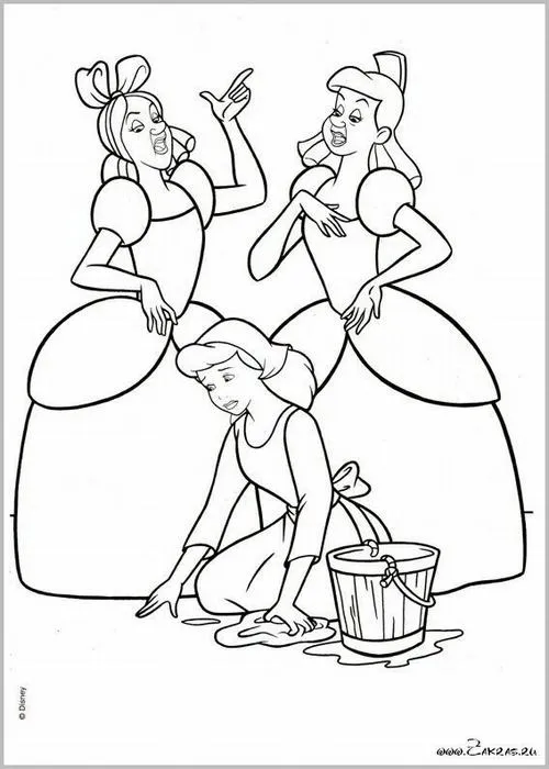 Bé tập tô màu công chúa Lọ Lem găng tay trắng