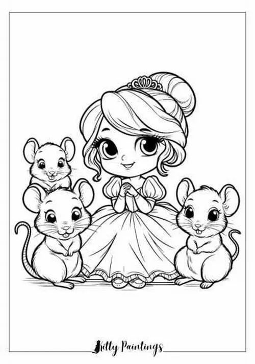 Tranh tô màu Cinderella phép màu cổ tích dễ thương