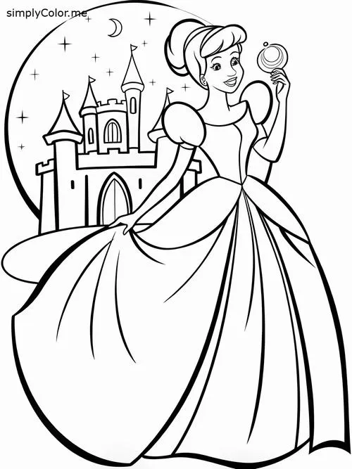 Trang tô màu nàng Lọ Lem hoàng tử lâu đài cổ tích