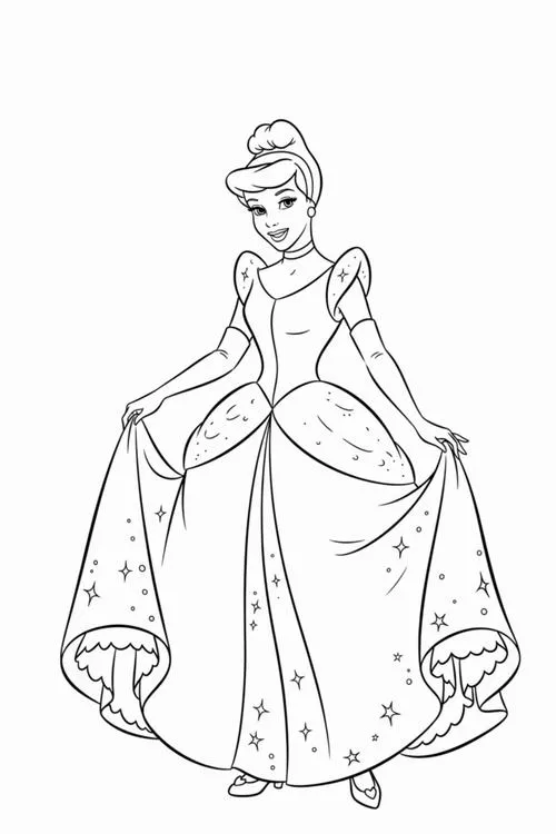 Tranh công chúa Lọ Lem tóc vàng mắt xanh cho bé tập tô nhẹ tay