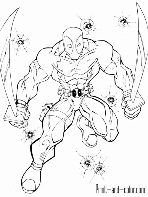 17 Tô màu vui Deadpool 2 tay 2 kiếm