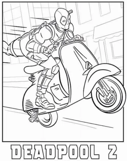 18 Tải tranh tập tô Deadpool chạy xe kiểu hành động nhẹ nhàng