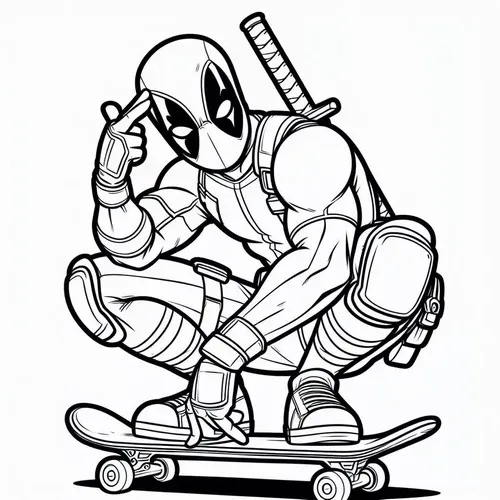19 Bộ 42 tranh tô màu Deadpool đỏ đen giúp bé sáng tạo và yêu thích các siêu anh hùng