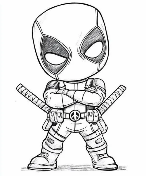 29 In hình tập tô Deadpool chibi mặt tròn nhìn cưng