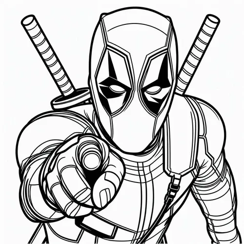 12 Bức tranh tô Deadpool chỉ tay phối đỏ đen sống động cho bé 5 tuổi
