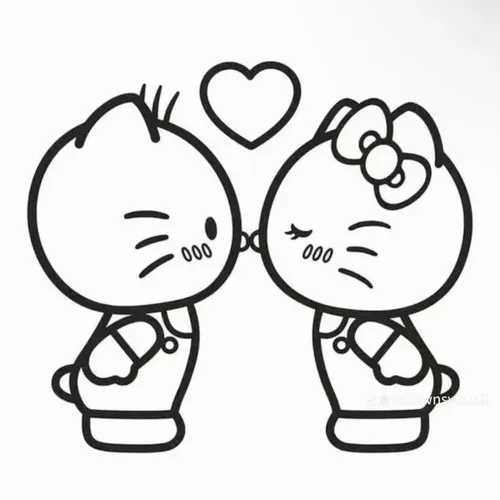 30 Tranh Tô Màu Dear Daniel cute phong cách thư sinh của bạn trai Hello Kitty