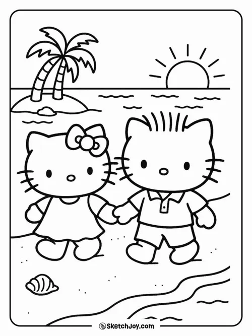 Bức tranh tô Dear Daniel đứng cạnh Hello Kitty rất dễ thương