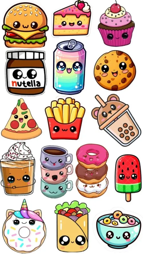 2 Tranh đồ ăn mini nét rõ màu đẹp dành cho bé thích sự dễ thương