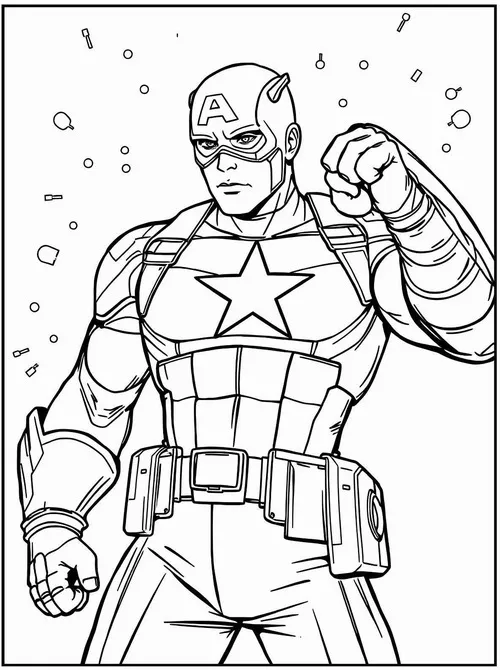 21 Bé tập tô màu Captain America dáng chạy mạnh mẽ cho trẻ 6 tuổi