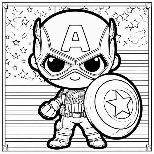 27 Cách tô Captain America chbi với suit xanh đậm và khiên đỏ trắng xanh nổi bật