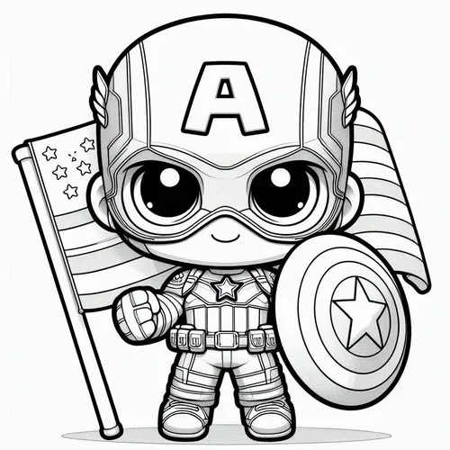35 Tranh tô màu đội trưởng Mỹ chibi phù hợp bé mê siêu anh hùng mạnh mẽ cute