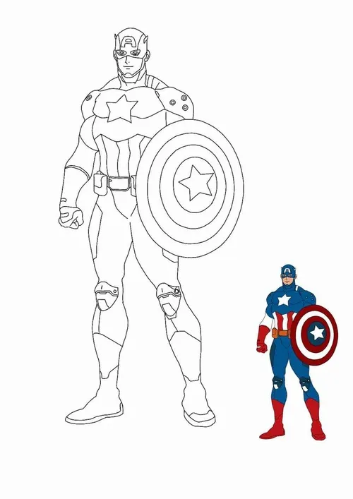4 Trang tô màu anh hùng Captain America suit xanh dương đậm nhìn rất oai