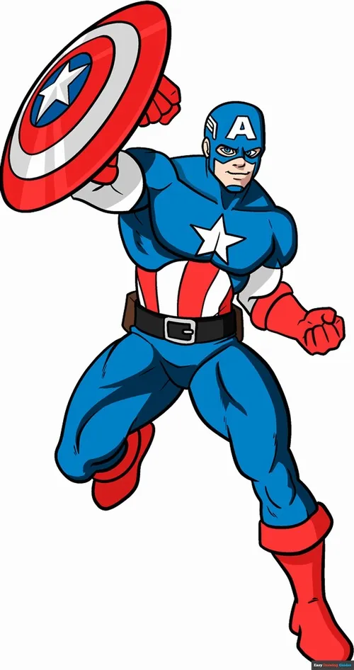 1 Hình tô màu Captain America với mặt nạ chữ A và chiếc khiên Vibranium