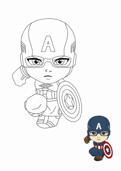 5 55 Tranh tô màu Đội Trưởng Mỹ (Captain America) đẹp với chiếc khiên tròn biểu tượng