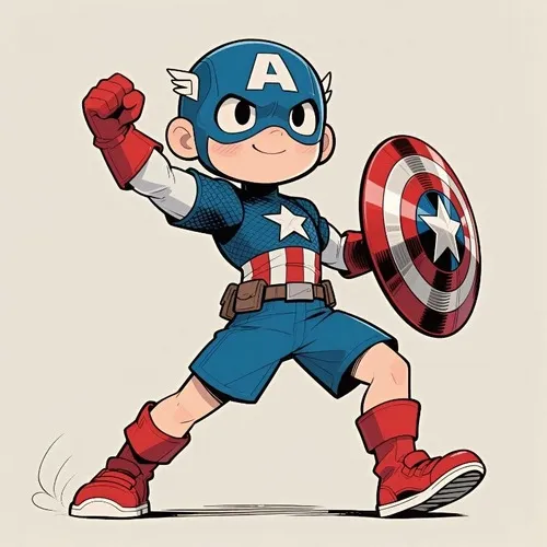 2 Tranh đội trưởng Mỹ chibi giúp bé rèn tập trung qua các vòng tròn khiên đầy màu sắc