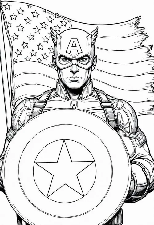 11 Hoạt động tô màu Captain America dáng đứng mạnh mẽ bé nào cũng thích