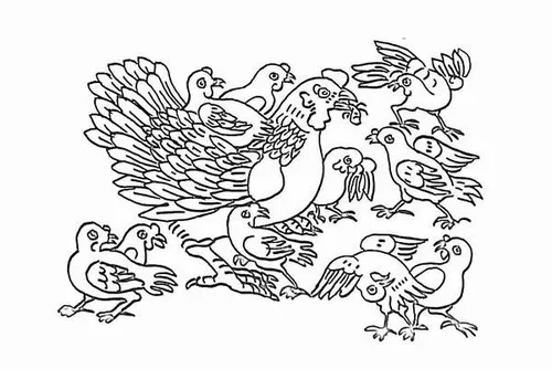 8 Tranh tô màu Đông Hồ với gà trống son chàm mộc mạc