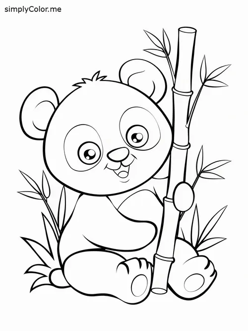 14 Bức tranh tô panda ngồi gặm măng xanh vui mắt cho bé 3 tuổi