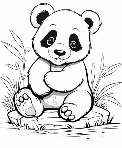 10 Tranh tô màu gấu trúc ôm măng tre nhìn cưng cực