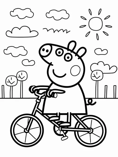 Tranh tô màu lợn Peppa nhảy vũng bùn cực dễ thương.