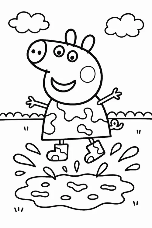 In hình tập tô cô heo nhỏ Peppa chơi cầu tuột rộn ràng.