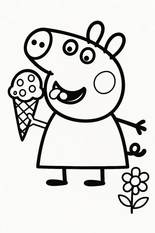 Tờ giấy tô màu heo hồng Peppa gõ trống trong buổi diễn.