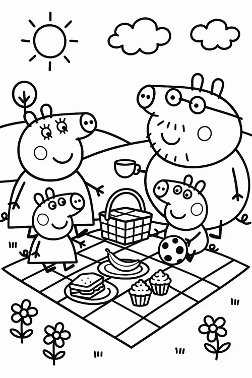 Mẫu tranh tô màu Heo Peppa đơn giản mà bé nào cũng thích mê