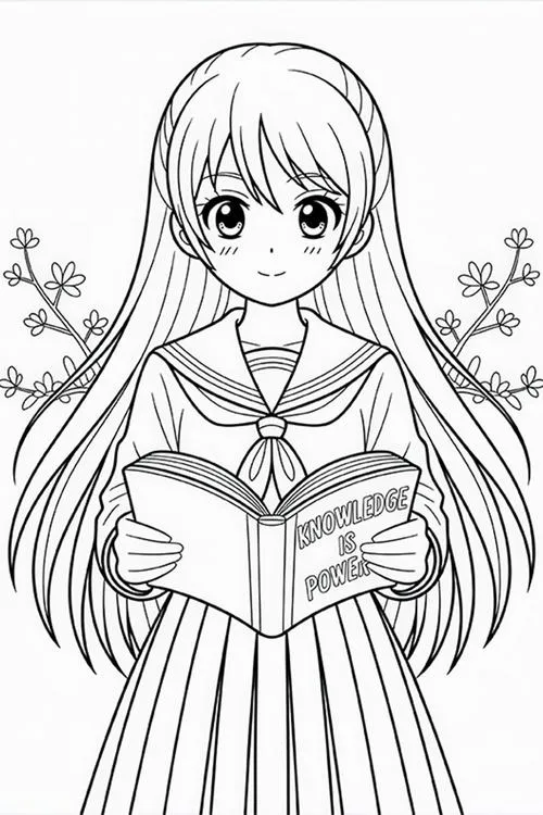 15 Hình tô màu học sinh anime gắn liền tuổi học trò