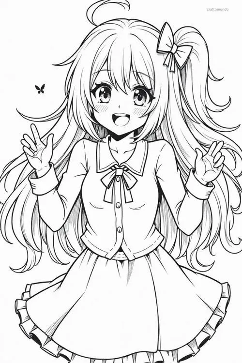 16 Mẫu tranh tô màu học sinh anime nét đơn giản