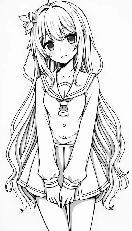 17 Bức tranh tô học sinh anime nét rõ cho bé 3 tuổi