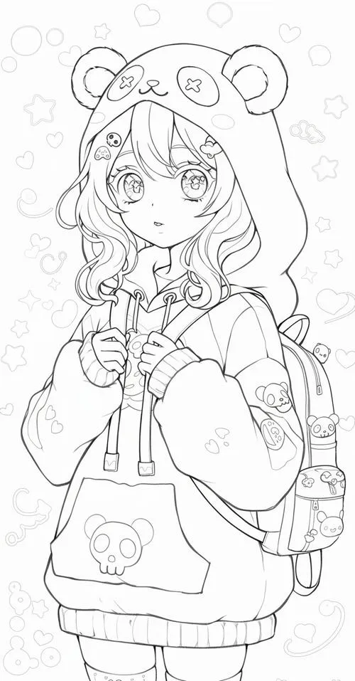 19 Trẻ học tô màu nhân vật anime học sinh vui vẻ