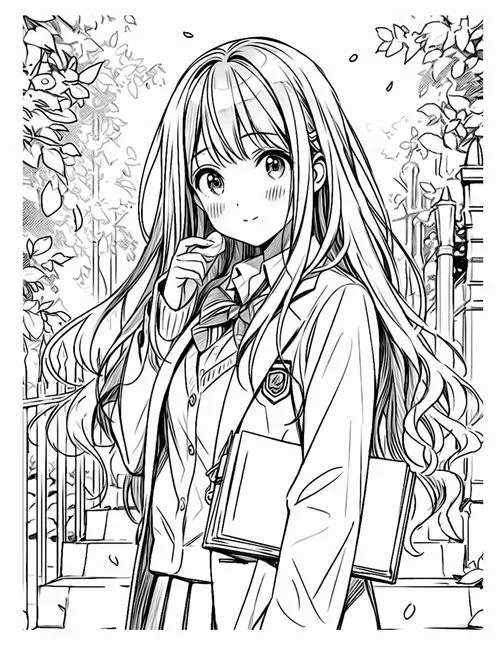 2 Trang tô màu anime học sinh cho bé vừa học vừa chơi