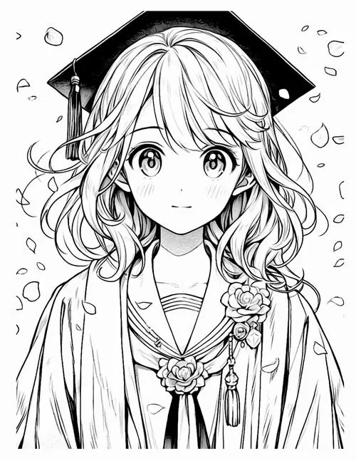 8 Tranh anime học sinh mắt to tròn cho bé tập sáng tạo