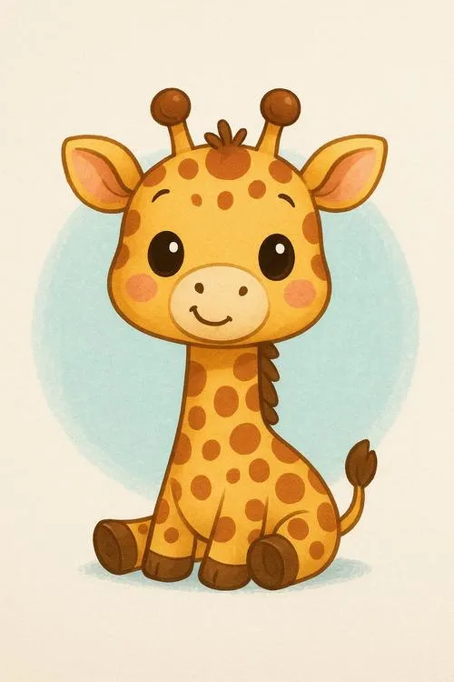 Tranh tô màu hươu cao cổ cổ dài đốm nâu mặt hiền lành