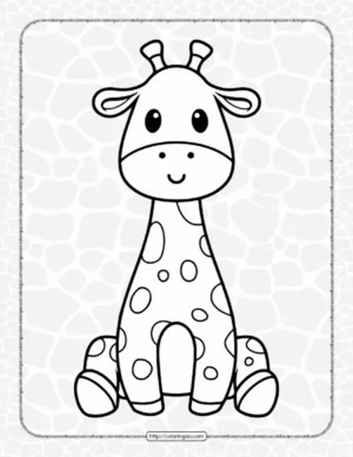 Bức tranh tô hươu cao cổ và cây cao trên thảo nguyên cho bé 3 tuổi