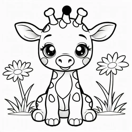 Hình tô màu hươu cổ dài dáng cao màu vàng nhạt dễ thương