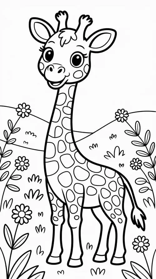 Trang học tô màu hươu cao cổ đầu hươu sừng ngắn rõ