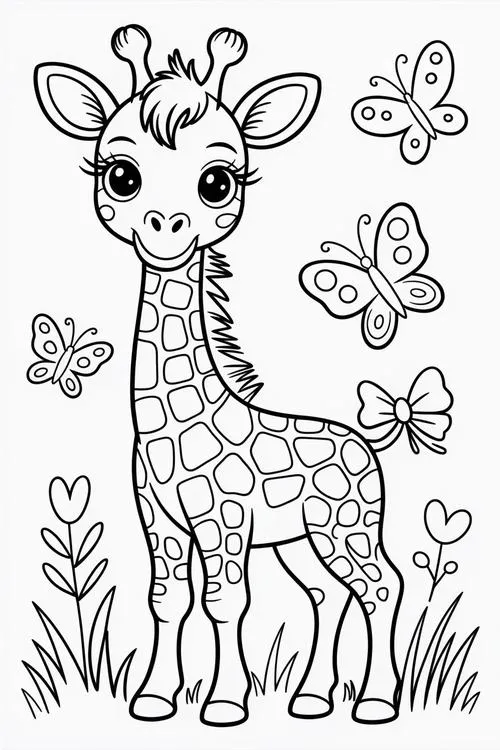 In hình tập tô hươu cao cổ thân có đốm không trùng