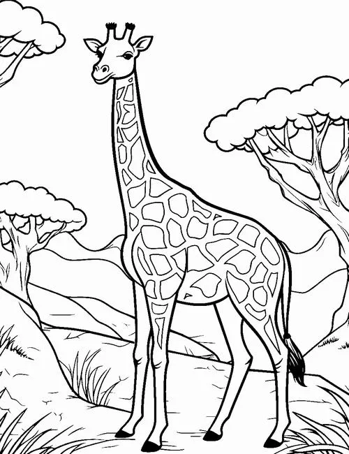 Tô màu sáng tạo hươu cổ dài giúp học vẽ