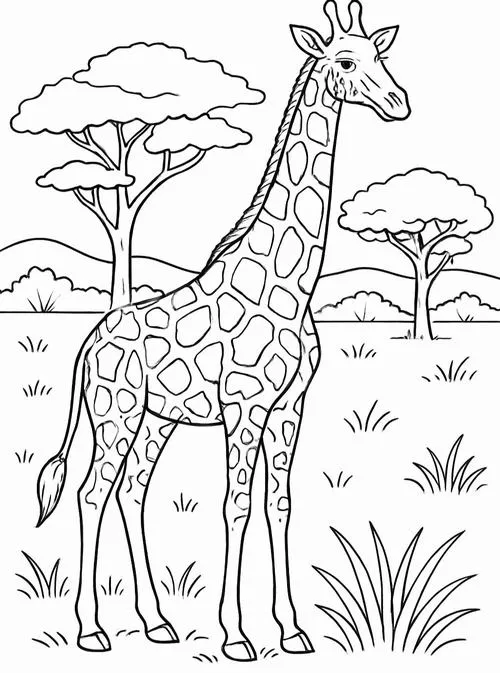 Bé tập tô màu hươu con cổ ngắn hơn hươu lớn