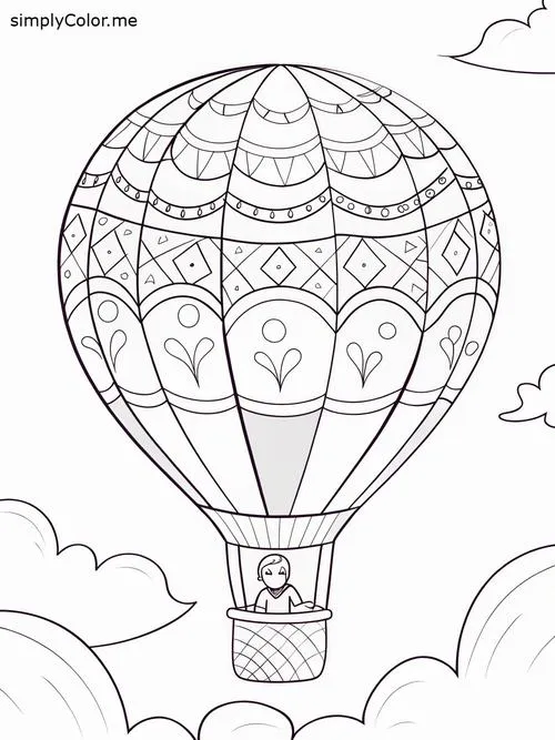 Trang học tô màu khinh khí cầu hình dáng tròn lớn