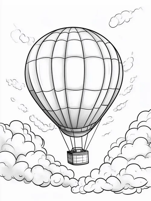 Tô màu khinh khí cầu bay giữa mây trời nhìn là muốn tô ngay
