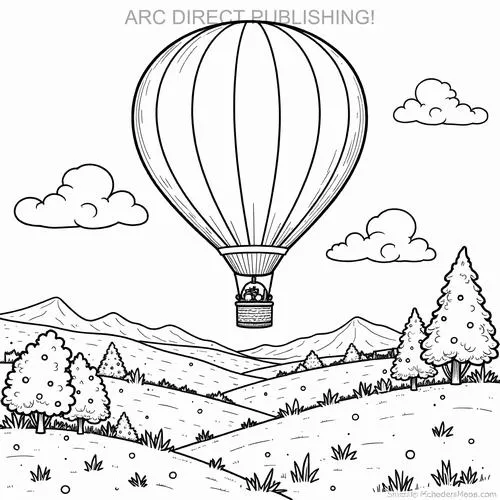 Tranh bé tập tô khinh khí cầu cùng cha mẹ dễ thương