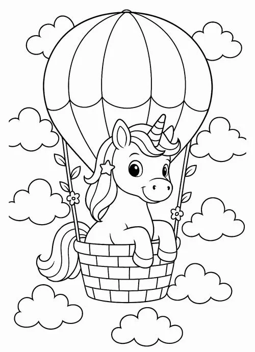 40 Tranh tô màu Khinh Khí Cầu bay cao rực rỡ cho bé mê khám phá trời xanh