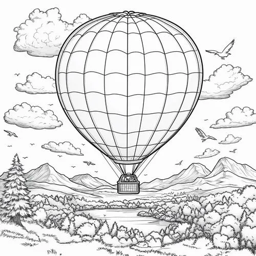 Bộ tranh tô màu khinh khí cầu với hoa văn chấm bi